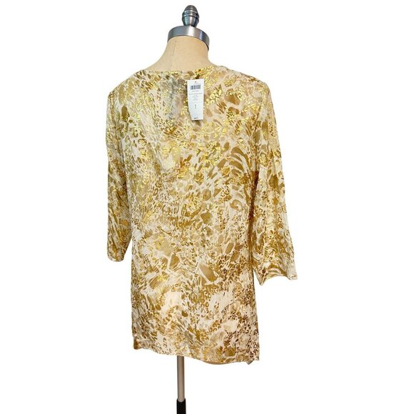 Chico's Travelers Collection Golden Animal Foil Top 1 Medium NWT - Picture 3 of 6